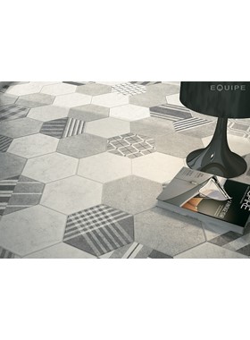 EQUIPE HEXATILE CEMENT WHITE - GREY AND DECO GEO GREY 17.5X20cm - ΕΞΑΓΩΝΑ ΠΛΑΚΑΚΙΑ 22092 22093 22101