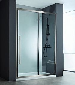 ΚΑΜΠΙΝΑ ΝΤΟΥΣ DEVON NOXX SLIDER SLN100C-411 BLACK BRUSHED PVD (108-111)cm x h200cm CLEAN GLASS