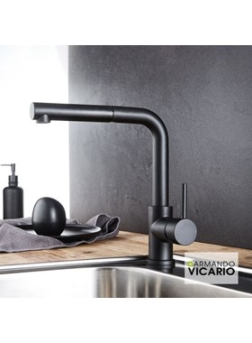 ARMANDO VICARIO FLUO 18580-400 BLACK MAT - ΜΠΑΤΑΡΙΑ ΚΟΥΖΙΝΑΣ ΜΕ ΝΤΟΥΣ