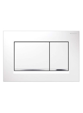 GEBERIT SIGMA 30 DUAL FLUSH 115.883.KJ.1 - ΛΕΥΚΗ ΓΥΑΛΙΣΤΕΡΗ ΠΛΑΚΕΤΑ ΜΕ ΧΡΩΜΕ ΛΕΠΤΟΜΕΡΕΙΑ