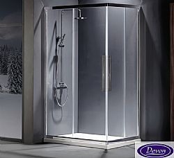 ΚΑΜΠΙΝΑ DEVON FLOW CORNER ENTRY CF10070C-100 CHROME (100x70x195cm) ΚΡΥΣΤΑΛΛΟ ΚΑΤΑ ΤΩΝ ΑΛΑΤΩΝ