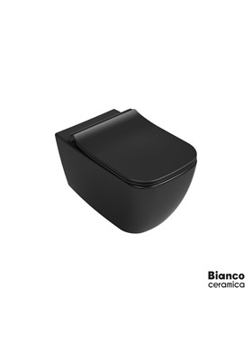 BIANCO CERAMICA MIZO 361600SC-401 RIMLESS ΜΑΥΡΟ ΜΑΤ - ΛΕΚΑΝΗ ΚΡΕΜΑΣΤΗ 51,5cm ME ΚΑΘΙΣΜΑ SLIM SOFT CLOSE