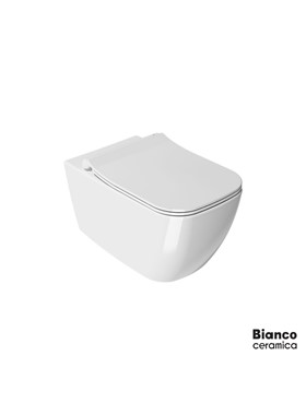 BIANCO CERAMICA MIZO 361600SC-300 RIMLESS - ΛΕΚΑΝΗ ΚΡΕΜΑΣΤΗ 51,5cm ME ΚΑΘΙΣΜΑ SLIM SOFT CLOSE