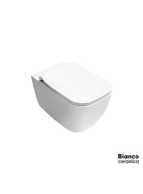 BIANCO CERAMICA MIZO 361600SC-301 RIMLESS ΛΕΥΚΟ ΜΑΤ - ΛΕΚΑΝΗ ΚΡΕΜΑΣΤΗ 51,5cm ME ΚΑΘΙΣΜΑ SLIM SOFT CLOSE