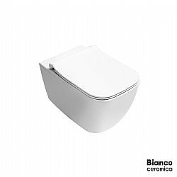 BIANCO CERAMICA MIZO 361600SC-301 RIMLESS ΛΕΥΚΟ ΜΑΤ - ΛΕΚΑΝΗ ΚΡΕΜΑΣΤΗ 51,5cm ME ΚΑΘΙΣΜΑ SLIM SOFT CLOSE